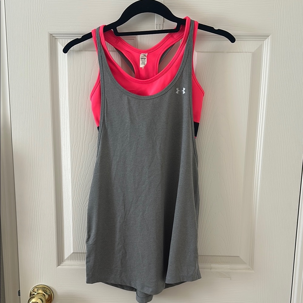 Under Armour Gray and Pink Sleeveless Tank Top